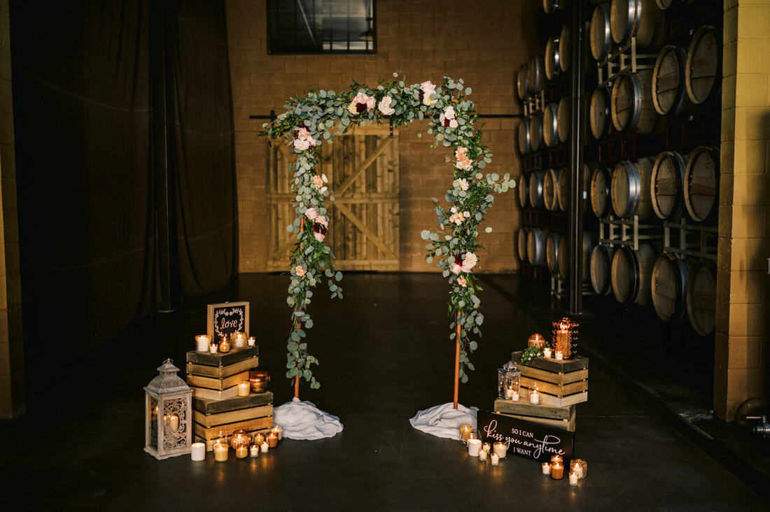 Wedding ceremony set up at Newport Vineyards