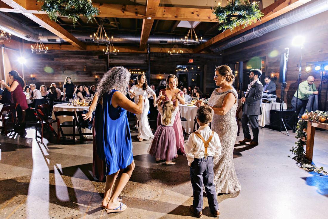 Guests dancing at a Newport Vineyard wedding reception