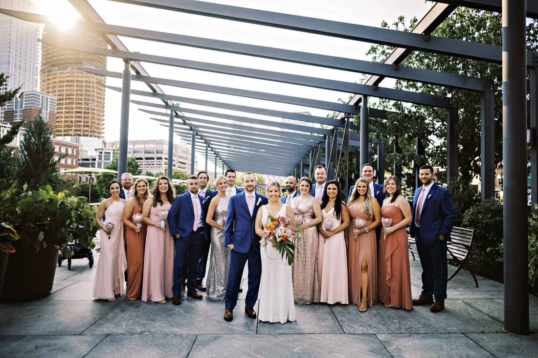 Wedding party photo at Rose Kennedy Greenway