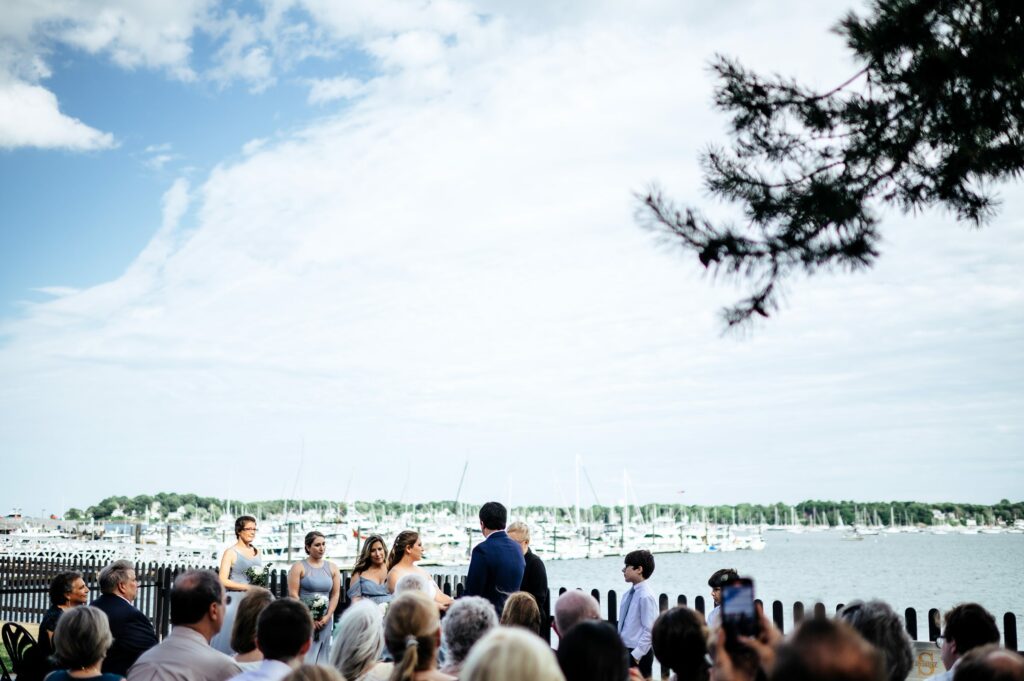 Outdoor waterfront ceremony at The House of Seven Gables 