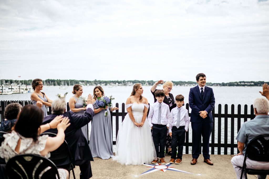 Blessing during wedding ceremony at The House of Seven Gables 