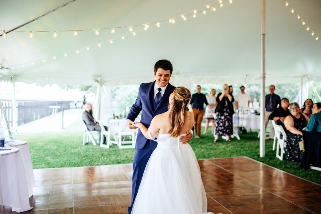 Tented wedding reception at The House of Seven Gables