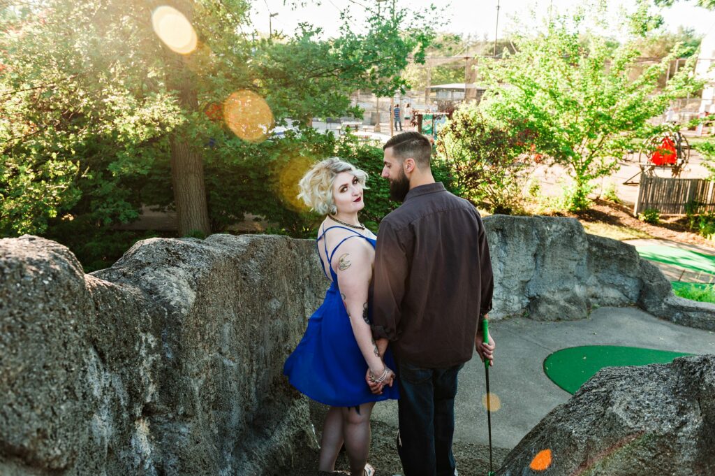 Mini golf engagement session 