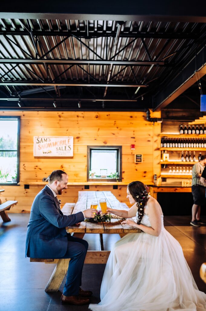 Bride and groom brewery wedding