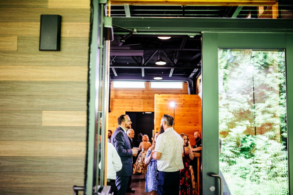 Wedding guests mingling 