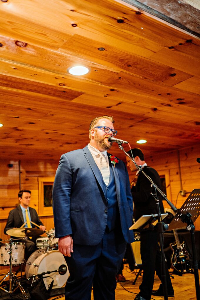 Groom plays during reception with his band