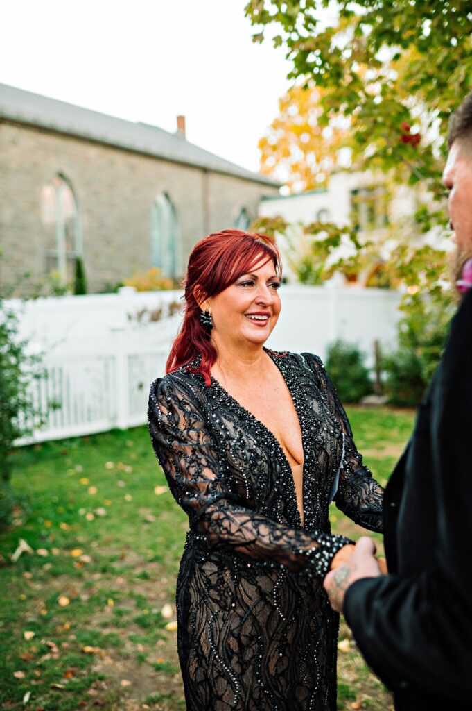 Salem elopement ceremony in front of the Witch House in Salem, MA