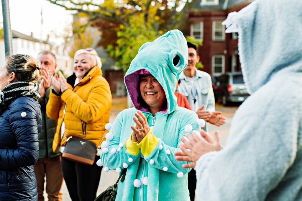 Crowd cheering in Salem, MA