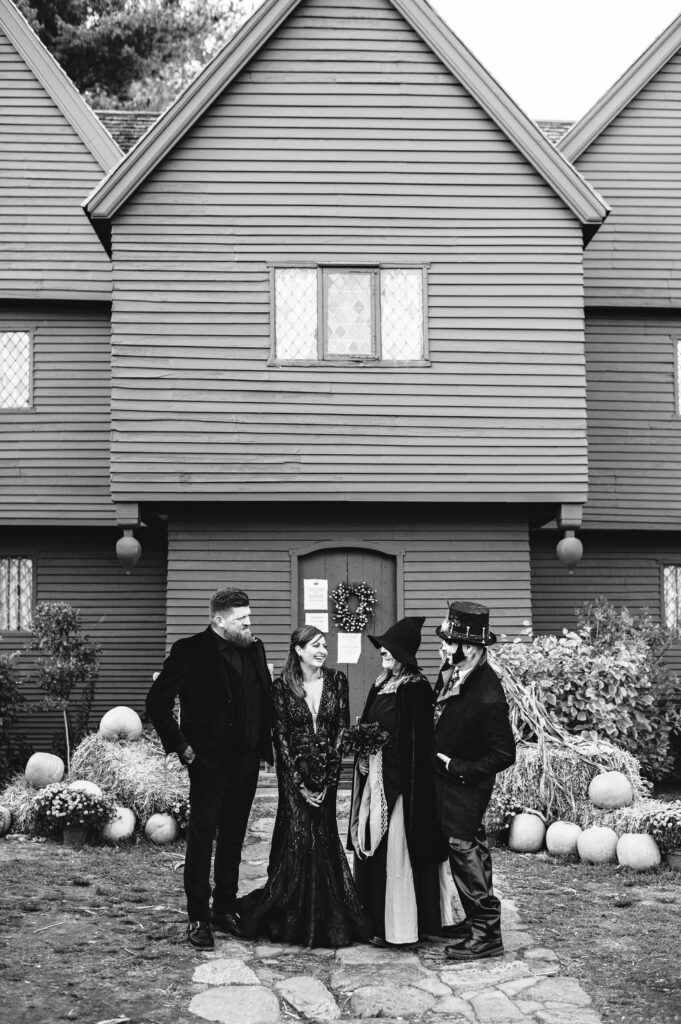 Salem elopement in front of the Witch House in Salem, MA