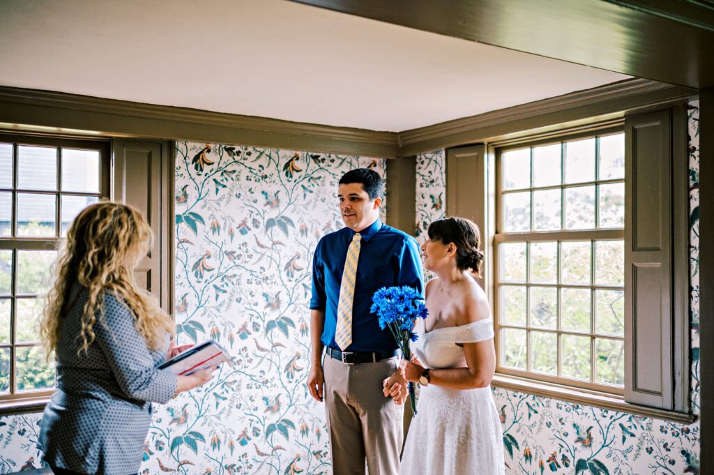 Elopement at the House of Seven Gables in the rain