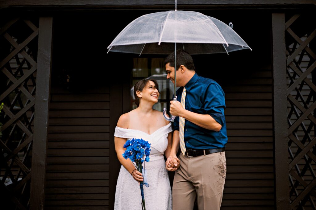 Elopement at the House of Seven Gables in the rain