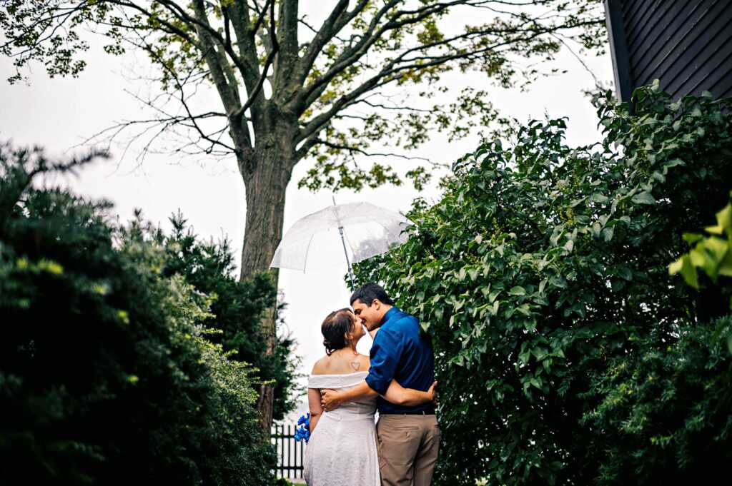 Elopement at the House of Seven Gables in the rain