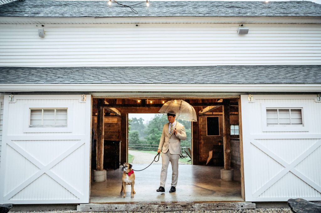 Indoor wedding photos in the rain