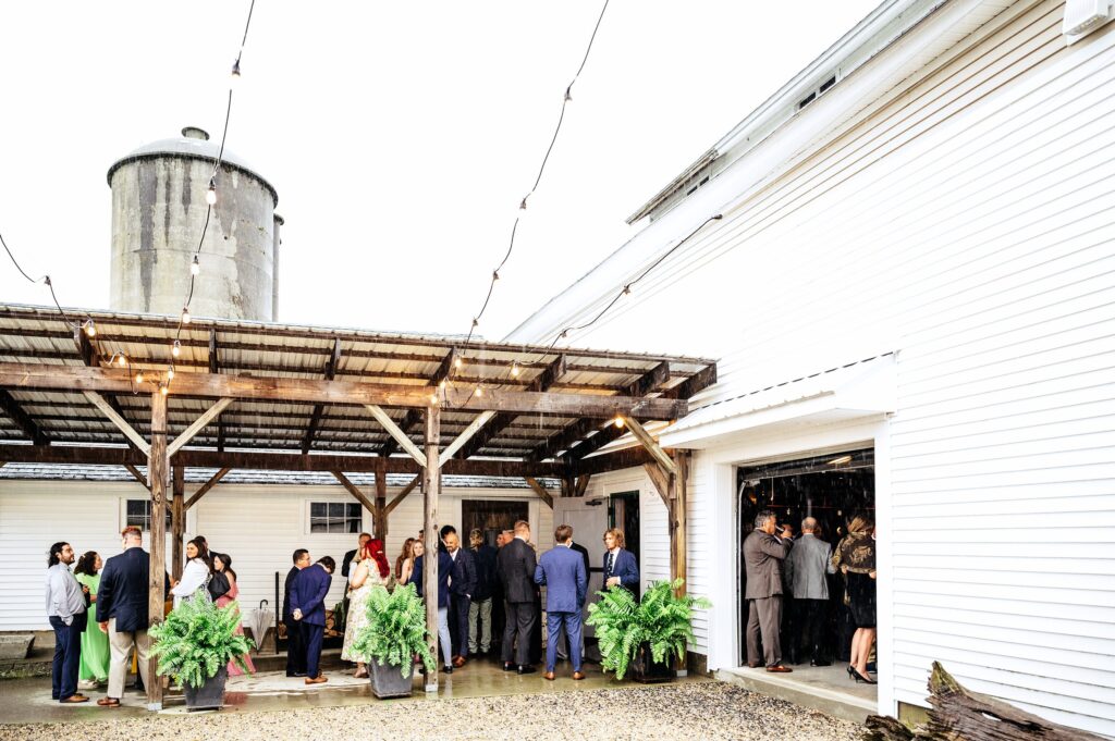 Indoor wedding photos in the rain