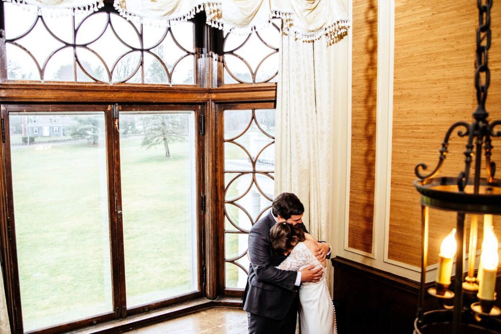 Rainy wedding day at Endicott Estate in MA