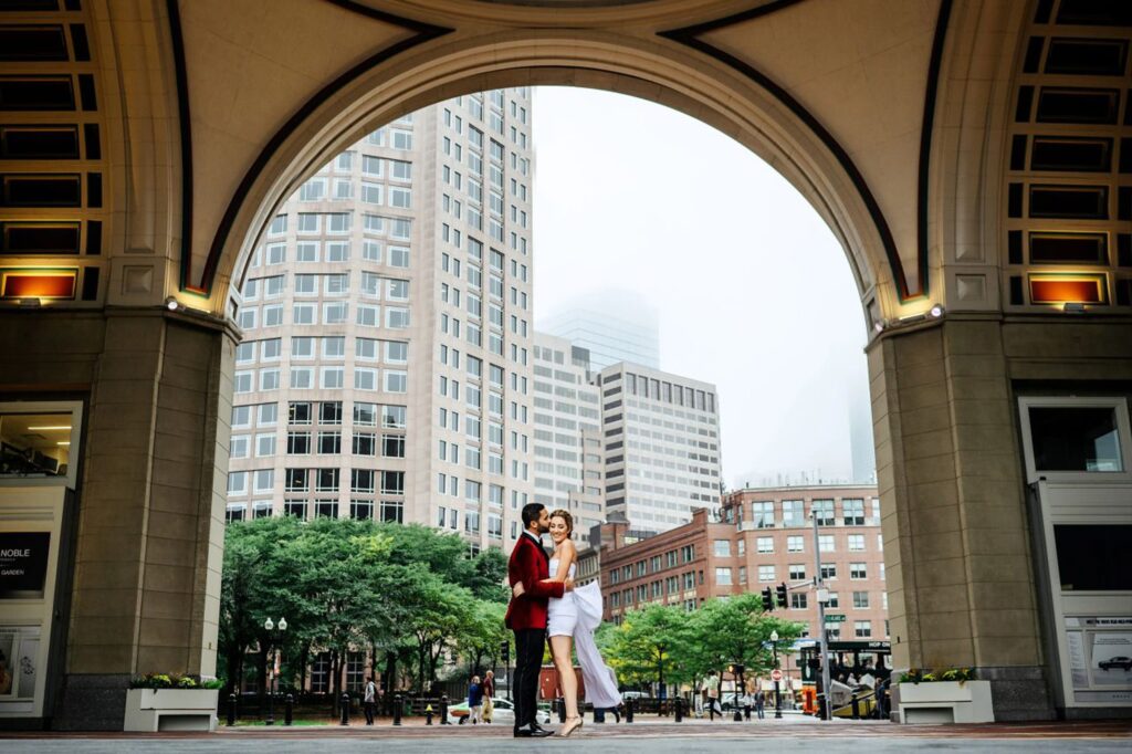 Bride and groom portraits at the Boston Harbor Hotel