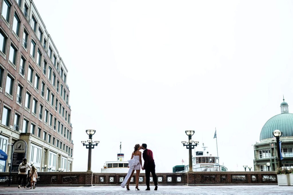 Bride and groom portraits at the Boston Harbor Hotel