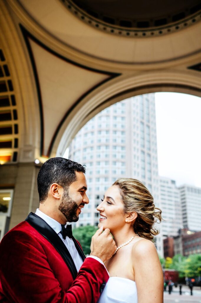 Bride and groom portraits at the Boston Harbor Hotel