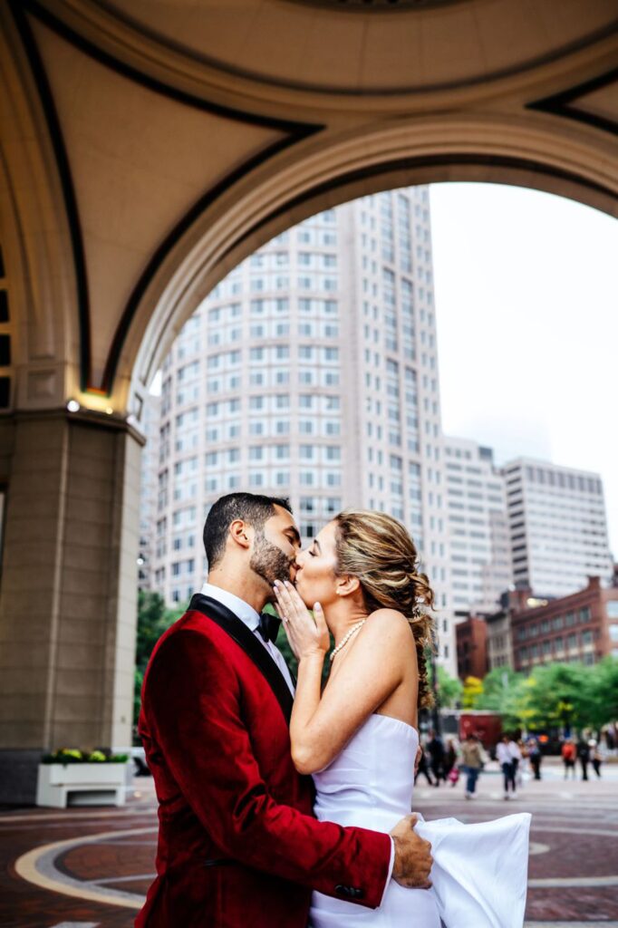 Bride and groom portraits at the Boston Harbor Hotel