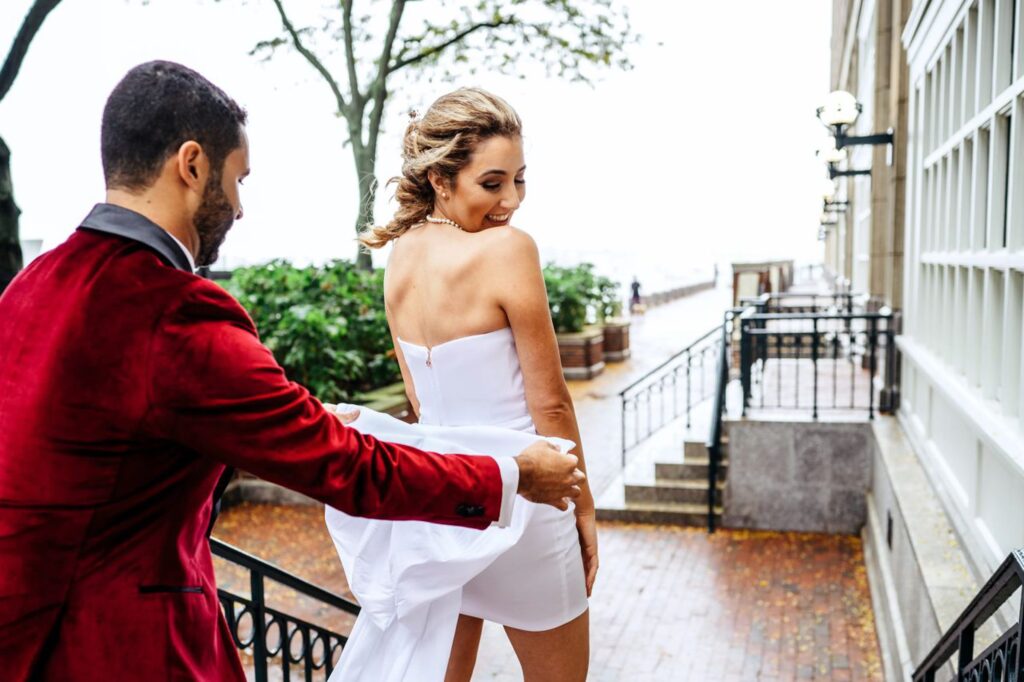 Bride and groom portraits at the Boston Harbor Hotel