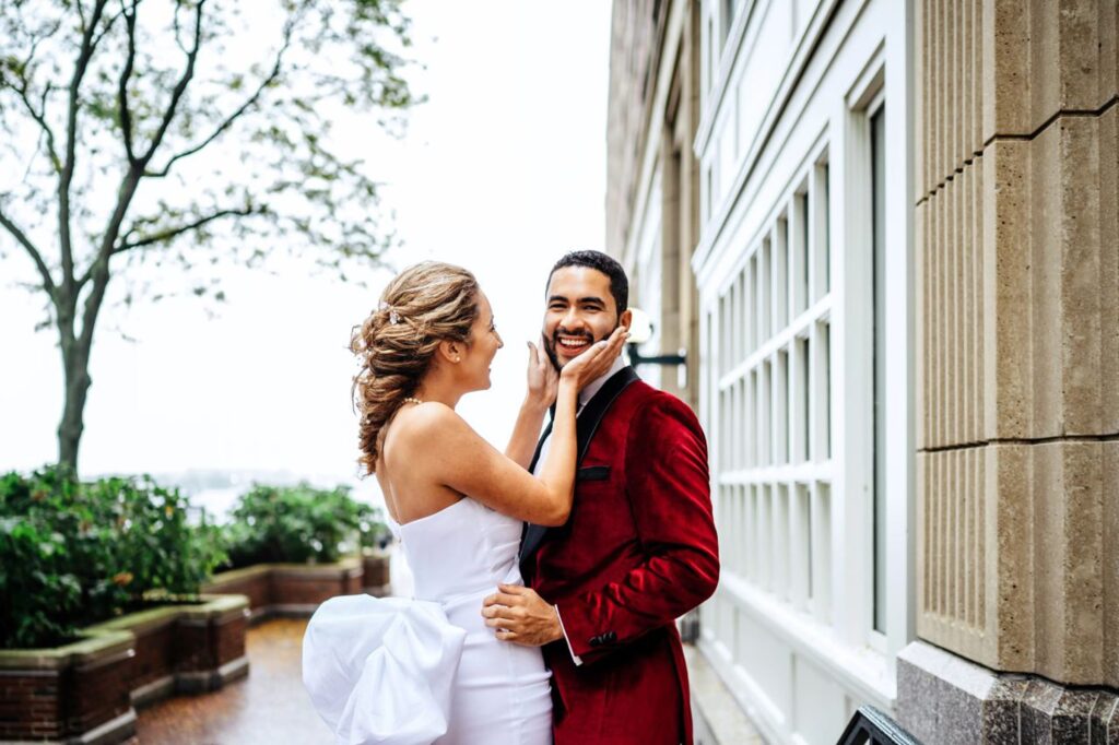 Bride and groom portraits at the Boston Harbor Hotel