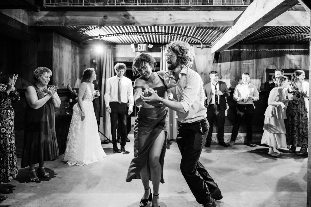 Couple dancing during reception