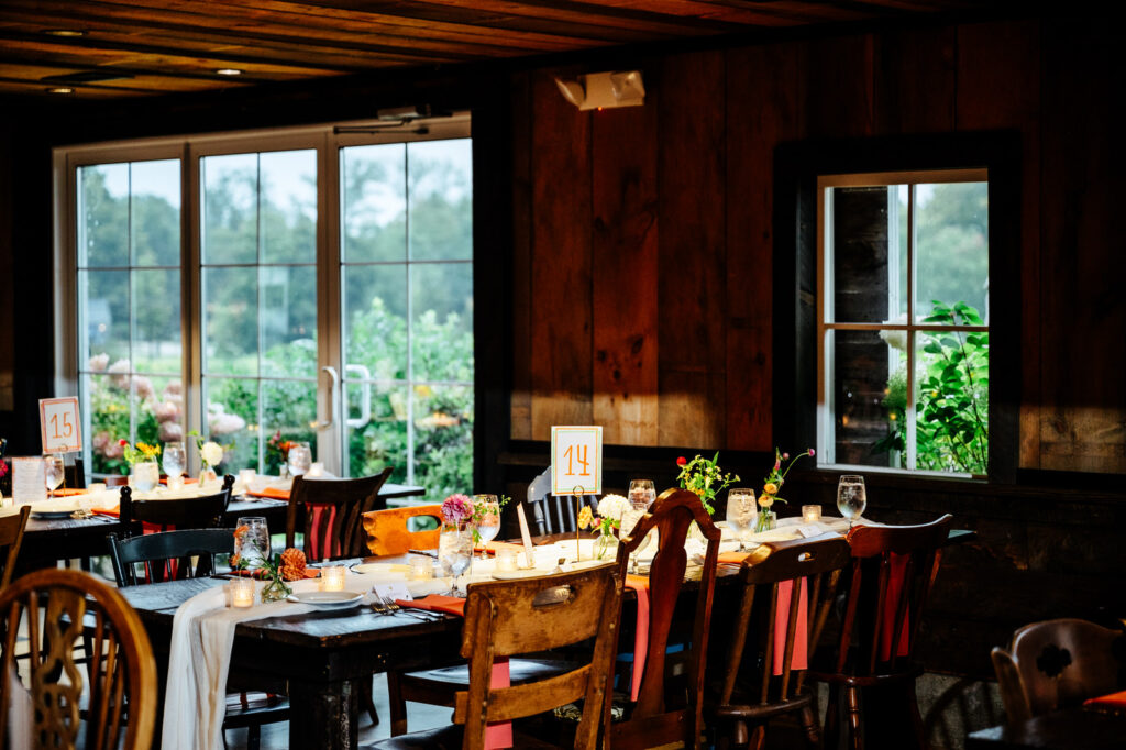 Farm style reception table set up