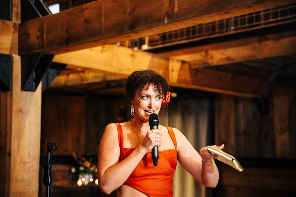 Sister of the bride giving a toast