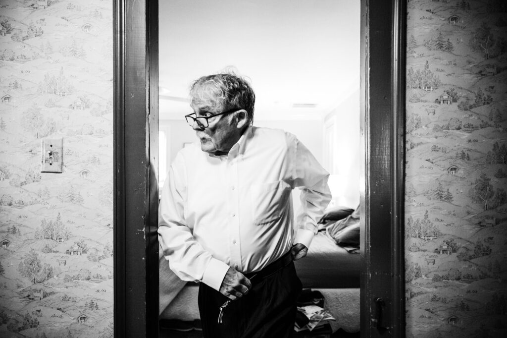 Bride's father getting ready