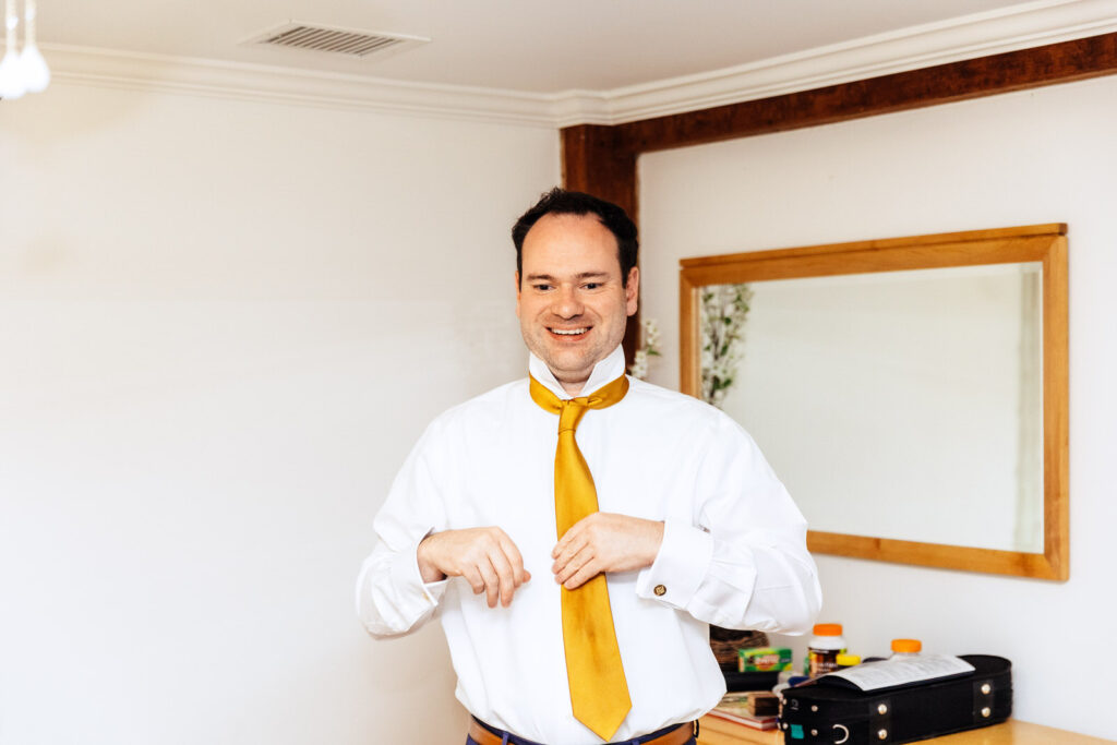 Groom getting ready
