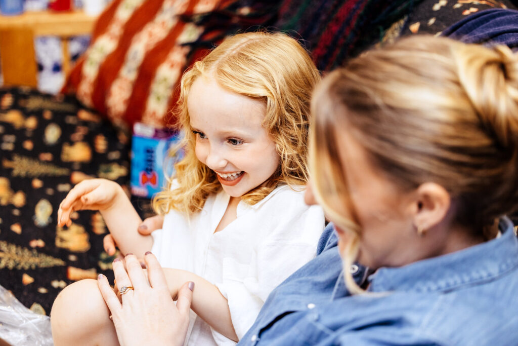 Bride's daughter getting ready