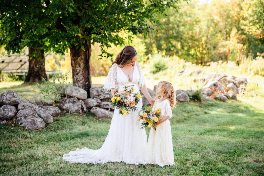 Bride and her daughter on her wedding day